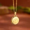 Pendant Necklaces Twelve Constellations Zodiac Stainless Steel Necklace For Women Jewelry 18K Gold Plated Embossed Luck Accessories