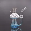 Unique Design Glow In The Dark Glass Oil Burner Bong Water Pipes Ash Catcher Hookah Recycler Hand Dab Rig with Male Glass Oil Burner Pipe Wholesale