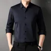 Męskie koszule zwykłe niebieskie gładkie rozciąganie męskie odzież 2023 Prace biznesowe Mężczyzny Jedwab przytulny elastyczna bluzka duża rozmiar bordowa sukienka