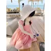 Fille robes 2023 été doux mignon bretelles Fuffy princesse robe coton fil filles vêtements 3-14Y fête Vestido Q341