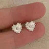 Pendientes de tuerca de primera calidad francesa en forma de corazón, triángulo Irregular, joyería de fiesta a la moda para mujer, exquisita, pequeña y bonita