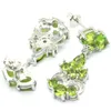 Stud Earrings 28x13mm Deluxe 5.4g Green Peridot White CZ Females Dating Silver