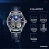Montres-bracelets Hanboro hommes montre de luxe montres automatiques étanche horloges mécaniques lumineuses double roue volante mode affaires reloj