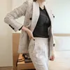 Женские костюмы Blazers осени женский корейский стиль элегантная модная лацка