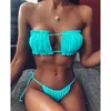 Yüzme Giyim Yeni Piled Bandeau Bikini Set Kadın Mayo Kadın Mayo Seksi Kadın Bikini Seti Bather Yüzme Sahil Giyim Mayo AA230425