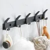 Towel Racks Modern 3/4/5/6 Rows Wall Hanging Hooks Key Holder Wall Door Clothes Hanger Rack Black Bathroom Organizer Towel Hooks 231124