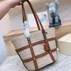 23SS Luxurys Designers Women Upscale Onthego Straw Flechtartikel Totes Einkaufstaschen Zweifarbige Handtasche Shouder Umhängetasche Damen Geldbörse Pouch 25cm17CM