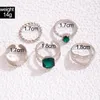 Cluster Rings HuaTang Artificial Emerald Inlaid Love Wide Face Ring Set Simple And Versatile Five Piece Set23882