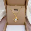 Tarnish free gold plated stainless steel mixed design zircon pendant jewelry fashion necklace for women girl accessories