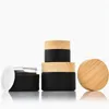 5g 10g 15g 20g 30g 50g Black Frosted Glass Jars Refillable Cosmetic Bottle Empty Cream Container Packaging with Imitated Wood Grain Pla Djwj