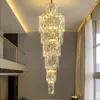 Lustres Long Cristal Lumières Luminaire Américain Moderne Grand Lustre Pour Les Maisons Européenne De Luxe Escalier Villa Hall Lustre