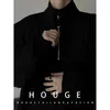 Men's Hoodies High Street Black Half Zipper Sweatshirt Loose Long-sleeved Stand Collar Shoulder Pad Coat Fashion Cool Male Clothes