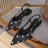 Chaussures habillées été femmes sandales bouche peu profonde mode à pois compensées femmes bout pointu Slingbacks pompes femmes