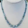 Chains 6-14mm Brazilian Aquamarine Faceted Gems Round Beads Necklace 45cm