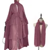 Vêtements ethniques femmes robe musulmane Abayas Festival traditionnel couleur unie dubaï robes couverture complète Ramadan robe Derss