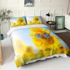 Juegos de ropa de cama Juego de cama de verano Funda nórdica de girasol Funda de almohada Tamaño doble reina Rey para niños Ropa de cama Ropa de cama Textiles para el hogar 2/3 piezas 230427