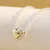 Hängen 925 Sterling Silver Two Tone Kupoled Golden Heart Collier Halsband Fit Fashion Original Bead Charm Armband DIY SMYELLT