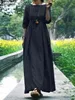 Dress Vintage O Neck 3/4 Sleeve Solid Long Maxi Dress Women Summer Sundress ZANZEA Fashion Kaftan Casual Vestidos Oversize Robe Femme