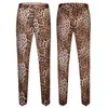 Мужские Polos Mens Leopard Printed Suits Party Wear Social Night Club наряд Korean Slim Fit Blazer Pants 2 PCS SET Performance DJ Jacket Show 230426