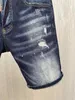 Men's Jeans 2023 fashion brand men's water wash worn holes shake paint motorcycle denim shorts A6011 230426