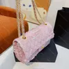 Klasik çanta yün tweed çanta tasarımcısı altın tonlu metal flep zincir crossbody çanta kadın kılıfları cüzdan