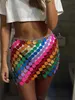 Rokken glitter pailletten uitgehold rok trendy nachtclub kwast taille ketting geometrisch plastic glanzende esthetische accessoires 230426