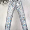 pantaloni firmati jeans viola da uomo Nuovo stretch sottile dolore strappato Moda casual street style di alta qualità LNYV