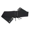 Belts 2023 Black Faux Leather Perforated Wide Belt Women's Waist Elastic Designer Buckle For Women SCM0114