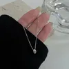 Ciondoli S925 Argento sterling all-over Luce Lusso Minimalista Piccolo fagiolo tondo Collana Nicchia da donna Catena clavicola Gioielli di moda