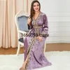 Vêtements ethniques caftan musulman femmes automne hiver velours Robe de luxe col en v robe dame à manches longues broderie vêtements de fête Abaya Dubai 230426