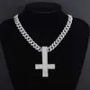 Modedesigner halsband Nytt korshalsband Herrens fulla diamant lyx inverterad korshänge personaliserade mäns tillbehör män hip hop kubansk länk kedja halsband