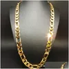 Pendants New Heavy 94G 12Mm 24K Yellow Solid Gold Filled Mens Necklace Curb Chain Jewelry Drop Delivery Home Garden Arts Crafts Dhejf