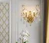 European Modern Crystal Wall Lamp Gold Sconce Wall Light For Living Room Badrum hem inomhusbelysning bredvid sovrumsdekoration ll