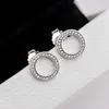 Sparkling Circle Stud örhängen för Pandora Authentic Sterling Silver Womens Wedding Earring Set Sisters Gift Crystal Diamond Luxury Ear Ring With Original Box