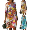 Robes décontractées coupe ample robe col en v imprimé fleurs pull longue printemps été bureau jupe femmes fille quotidien portant 10CD