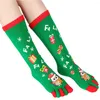 Mulheres Socks 1Pair Unissex Cartoon Middle Tube Diário Cotton Blend Non Slip Long Festival Cinco dedos Decorações de Natal Meias