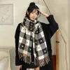 Scarves Women's Winter Scarf Love Heart Cashmere Long Tassel Shawl Thickened Warm Plaid Neckband Scarf Men Korean Fashion Accessories 231127