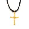 Hänghalsband Mens Gold Cross -kedja manlig halsband Kristen smycken religiös Jesus Crucifix för kvinnor/män Necklöstpendant