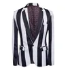 Men's Suits Blazers Brand Men Black White Zebra Stripe Blazer Male Stage Wear Masculino Slim Fit Fashion Casual Suit Jacket 230427