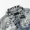 Men's Jackets designer luxury The correct version of Paris B Graffiti Heavy Industry's washed and worn blue denim jacket 8VQK