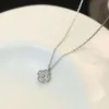 High Version Classic Mini Full Diamond Lucky Grass Necklace Women's Single Flower Pendant Transport Collarbone Chain