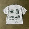 T-shirts voor heren Amerikaans retro patroon Katoenen T-shirt Dames Y2k Nieuwe straat Hiphop Populair Paar met korte mouwen Casual losse harajuku tees T231127