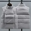 Herrenwesten Modedesign Thermoweste Männer Große Taschen Koreanische Männliche Weste Stehkragen Ärmellose Jacke Gilets Gepolsterter Wintermantel Warm 231127