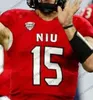 Northern Custom Illinois Huskies NIU Futebol Qualquer Nome Número Vermelho Branco Preto 3 Tyrice Richie 12 Ross Bowers 15 Marcus Childers Jersey 4Xl High