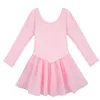 Palco desgaste meninas manga longa ballet dancer collant tutu vestido princesa ginástica bailarina desempenho dancewear básico ginásio roupas de treino