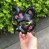 Maschera di volpe Animale Cosplay tradizionale giapponese Kabuki Maschere di gatto Maschera di fiori di ciliegio dipinta a mano Decorazione murale Mascherata Faccia nera