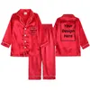 Пижамы 2 шт. Красные атласные пижамы Детские комплекты для мальчиков и девочек однотонная шелковая детская одежда для малышей Lounge Pjs 212T Рождественская одежда 231127