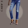 Jeans C.New S Summer High Waist Denim Pants Shredded Jeans Shredded Women Stretch Ripped Skinny Trousers Slim Jeggings Ladies