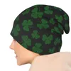 Berets Shamrock Leaf Green Bonnet Hats Knitted Hat Fashion Outdoor Skullies Beanies Men's Women's Spring Thermal Elastic Caps