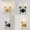 Duvar lambaları Led Candlestick duvar lambaları Avrupa altın siyah metal cam dekor otel yatak odası ışık koridoru koridor koridor sconce q231127